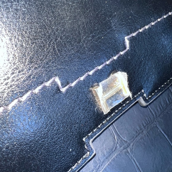 H by Halston Croc-Embossed 2-Way Leather Bag - Picture 3 of 14